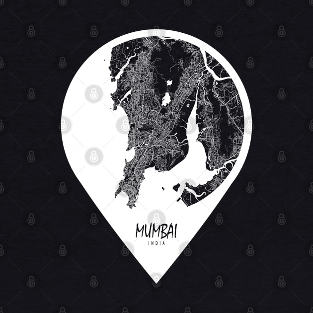 Mumbai, India City Map - Travel Pin by deMAP Studio